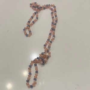 Elegant Beaded Necklace in Pink and Blue